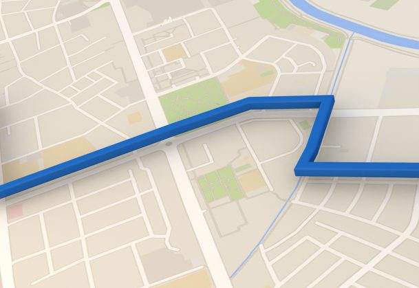 城市地图与针指针三维渲染图像