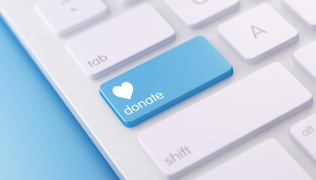 带有捐赠按钮的现代白色键盘