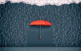 画乌云、雨和一把伞