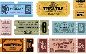 这是一张不同种类门票的照片