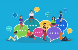 llustration使用智能手机和平板电脑的年轻人