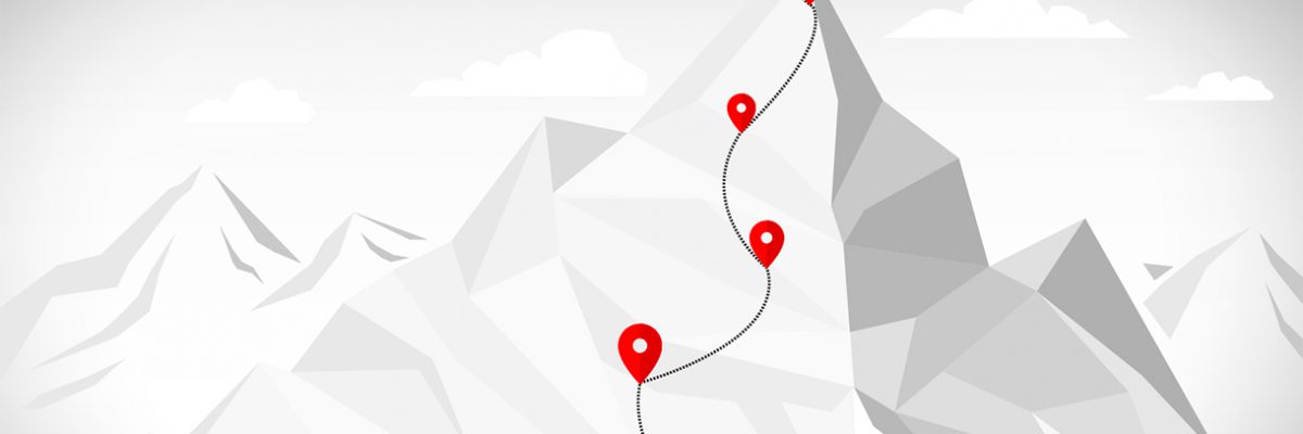 这是通往山顶的道路上许多点的插图