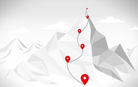 这是一个插图许多通往山顶上的点