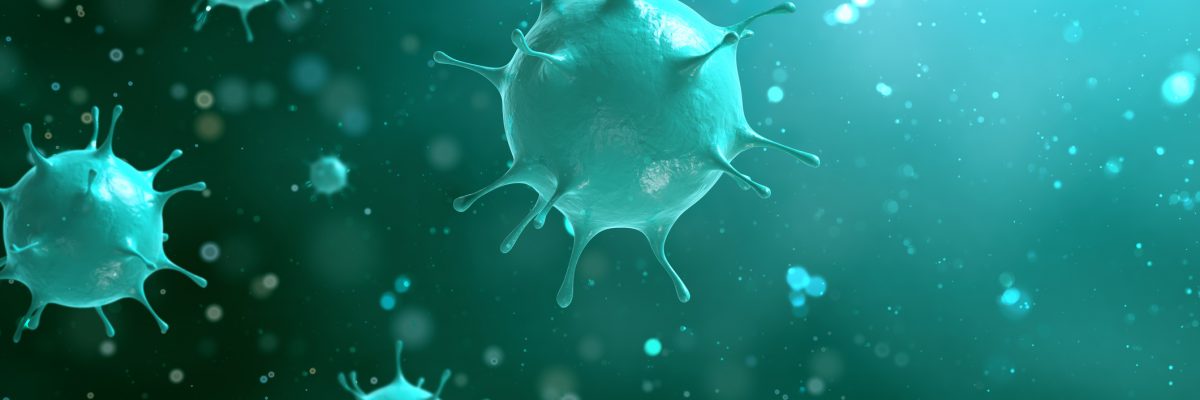 代表当前冠状病毒流行的病毒图像